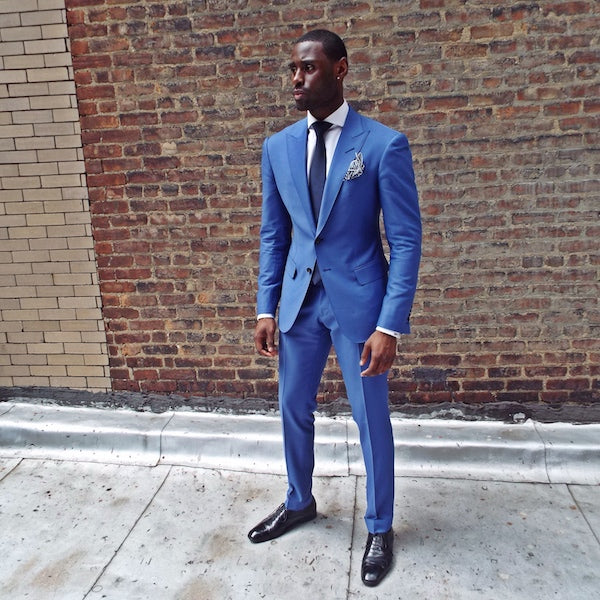 Koscy New Arrival Royal Blue Two-Piece Summer Wedding Suit with Peaked Lapel