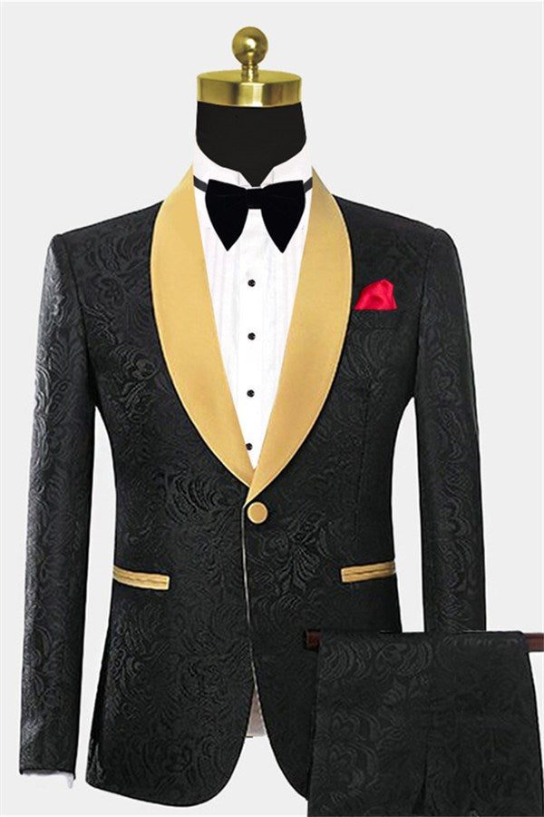 Koscy Black One Button Groom and Groomsmen Suits - Two Pieces