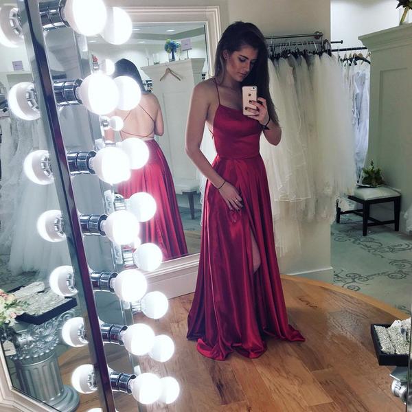Mermaid Prom Dress With Spaghetti Straps And Slit