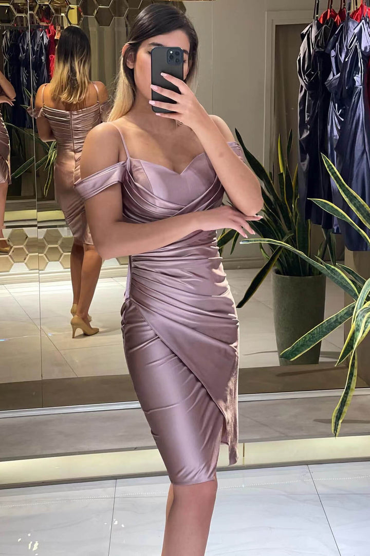 Short Spaghetti Straps Mermaid Prom Dress With Split