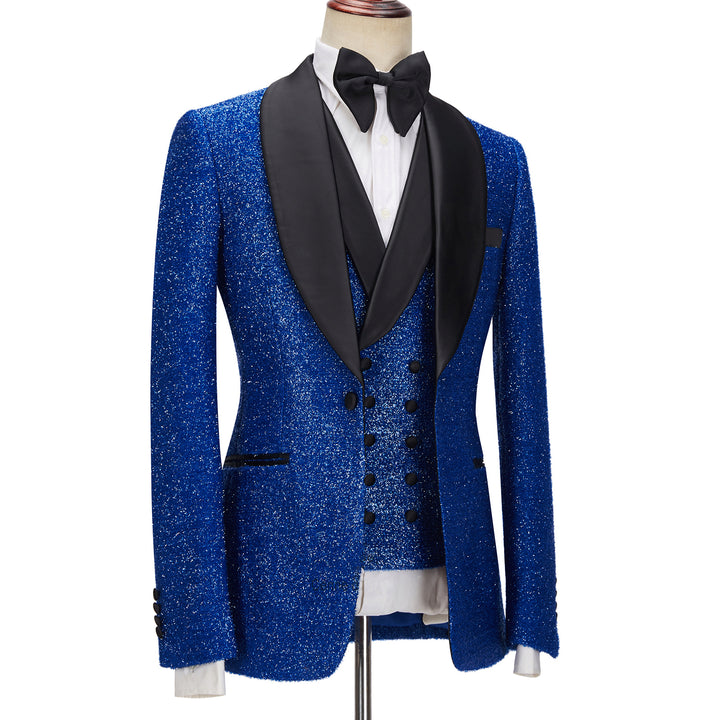 Koscy Sparkling Royal Blue Three-Piece One-Button Prom Suit