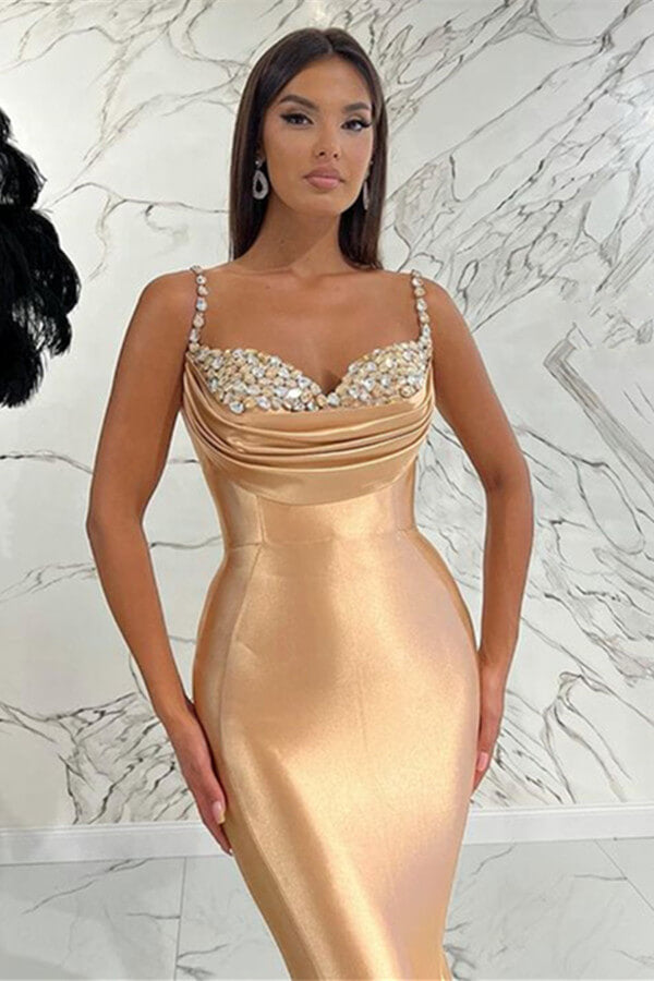 Online Spaghetti-Straps Mermaid Sweetheart Evening Dress Embellished with Sequins