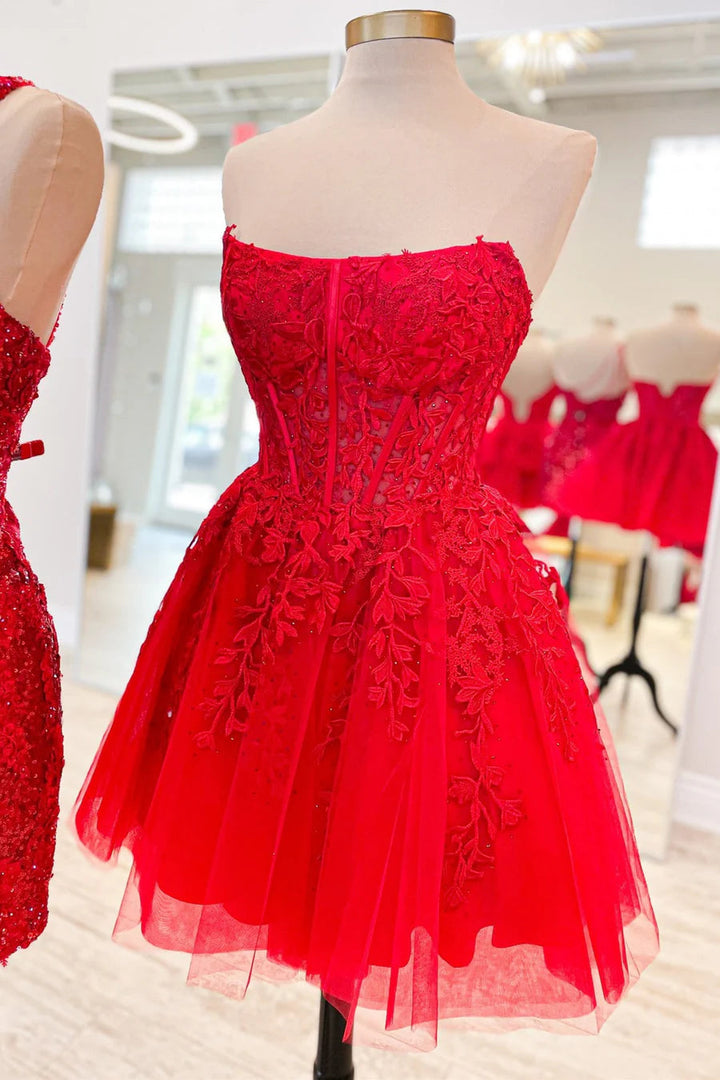 Koscy A-Line Tulle Lace Homecoming Dress with Appliques