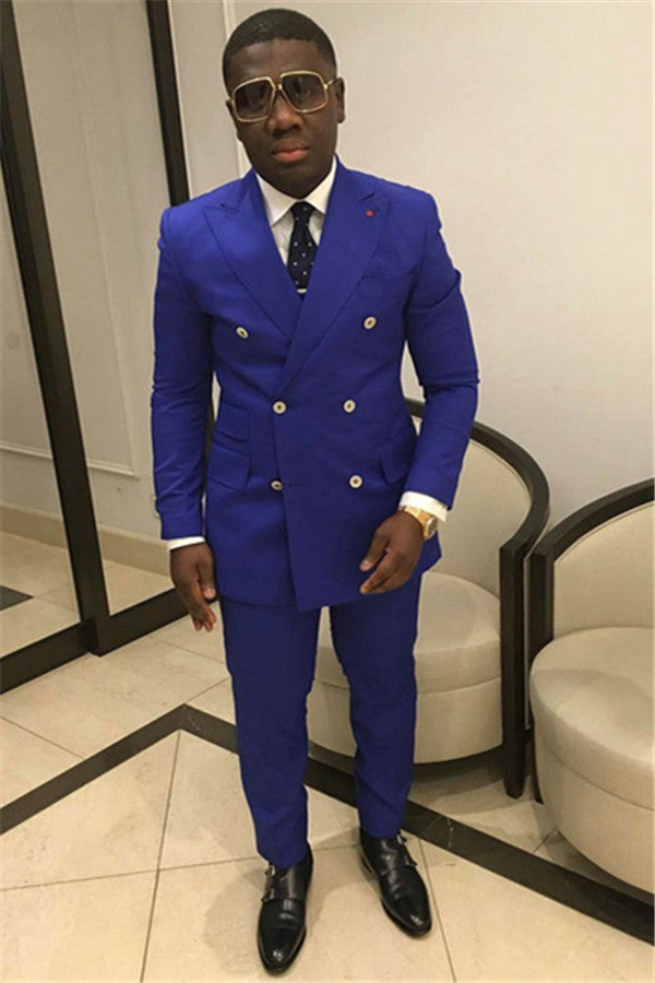 Koscy Royal Blue Wedding Suit for Groom - Double Breasted Designer