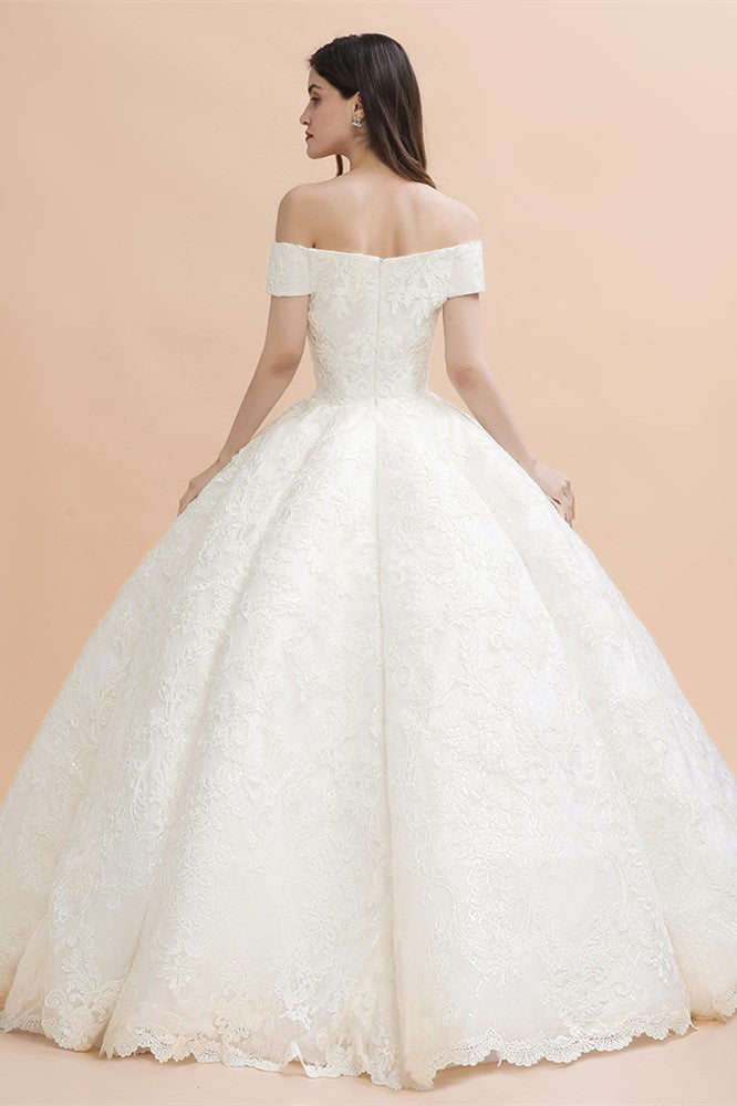 Bmbride Off-the-shoulder Appliques Ball Gown Wedding Dresses with Elegant Design