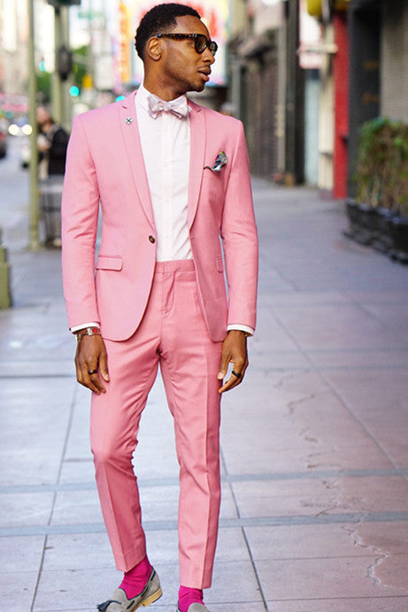 Koscy Handsome One-Button Pink Wedding Suit for Groom