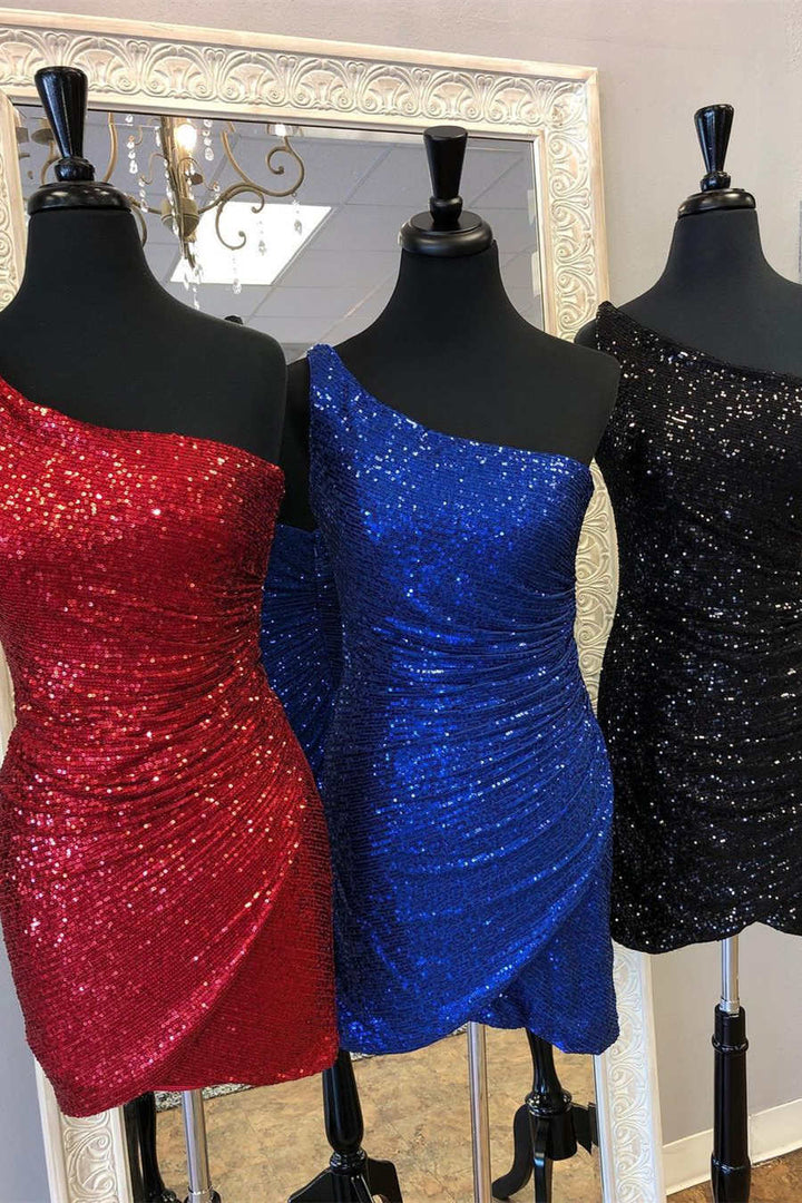 Koscy Bodycon One Shoulder Pleated Homecoming Dress