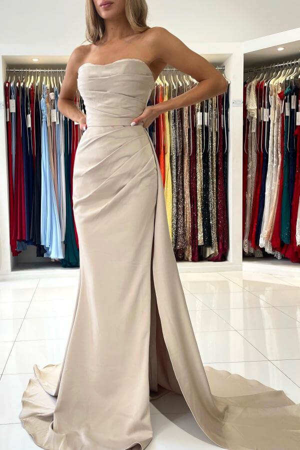 Mermaid Strapless Evening Dress With Split
