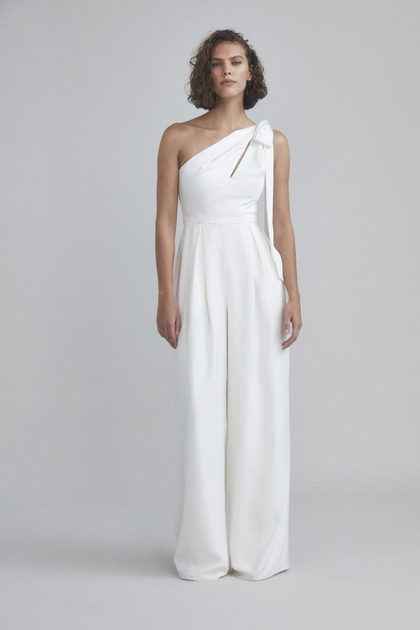 Koscy Elegant White One-Shoulder Sleeveless Jump Suit