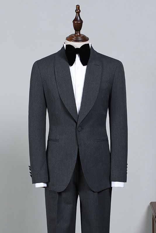 Koscy Nelson All-Black One-Button Easy Fit Wedding Suit for Bridegrooms