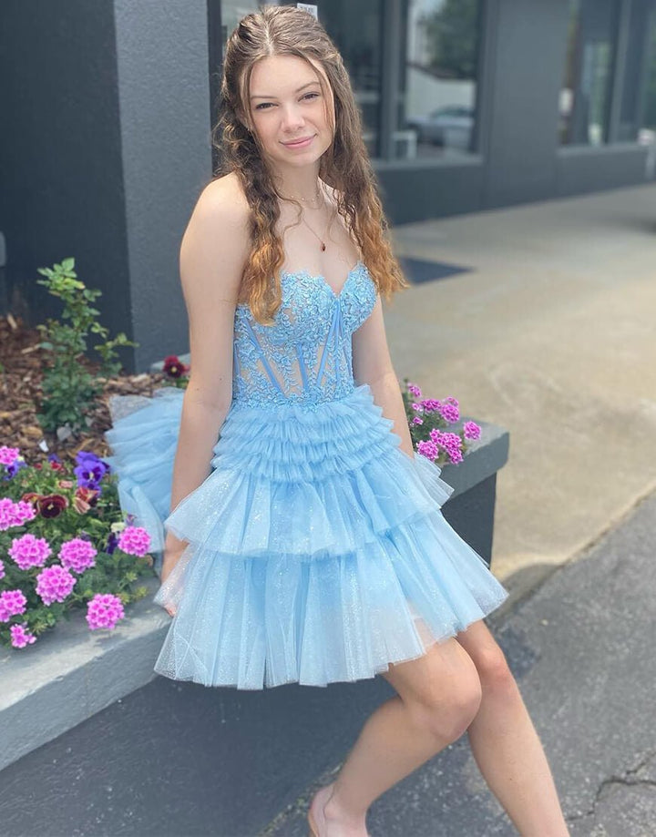 Koscy A-Line Sweetheart Lace Short Homecoming Dress