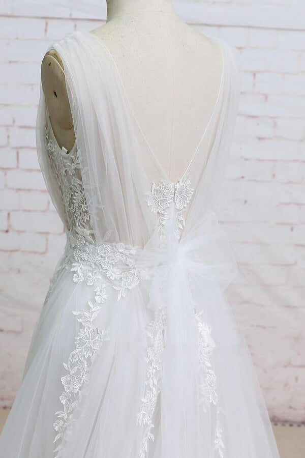 Bmbride Applique Tulle Ruffle A-line Bridal Gown