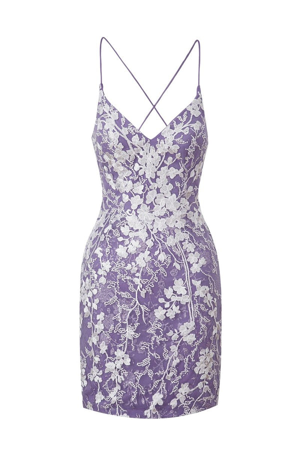 Koscy Sheath Short Spaghetti Straps Lace Homecoming Dress