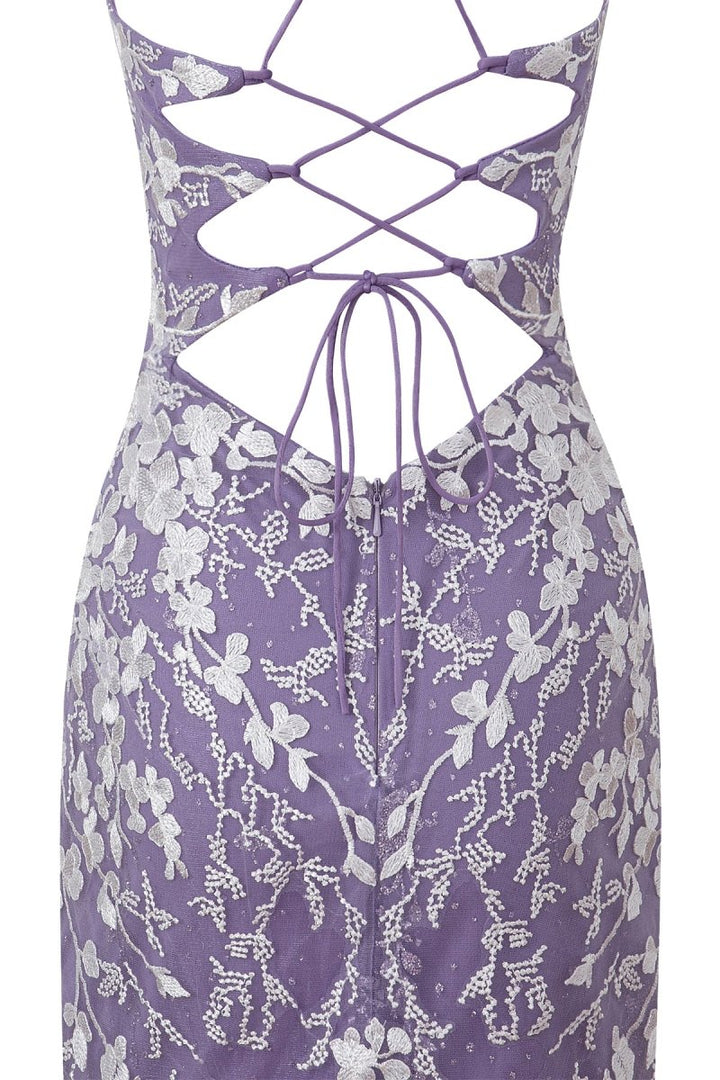 Koscy Sheath Short Spaghetti Straps Lace Homecoming Dress
