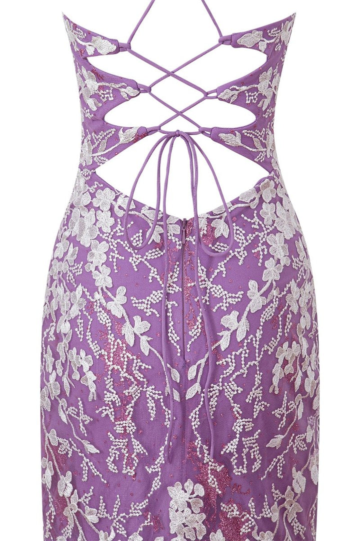 Koscy Sheath Short Spaghetti Straps Lace Homecoming Dress