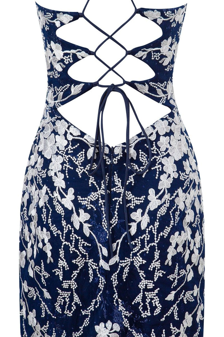 Koscy Sheath Short Spaghetti Straps Lace Homecoming Dress