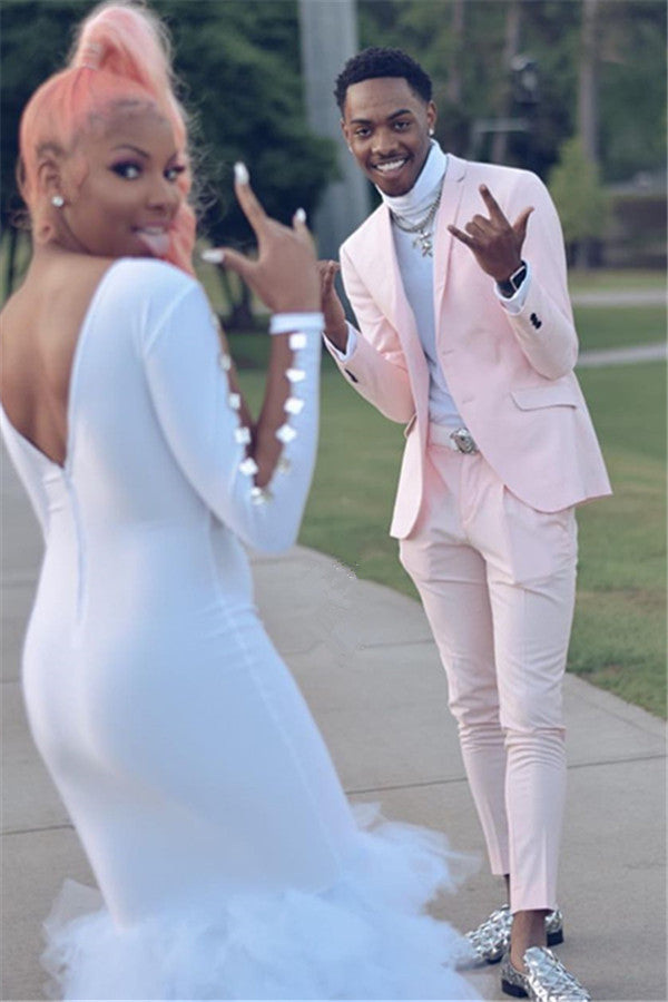 Koscy Best-Fit Pink Bespoke Wedding Suit for Groom