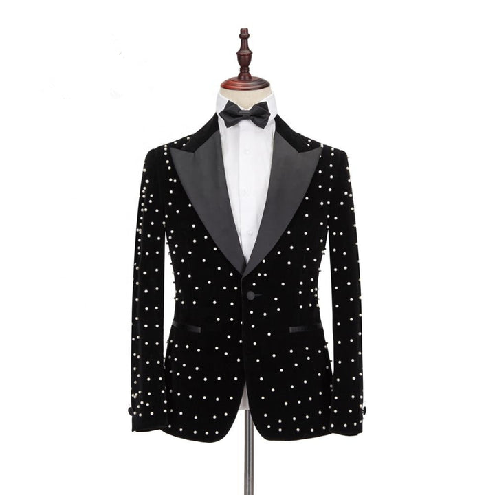 Koscy Gorgeous Casual Black Prom Outfit with Peaked Lapel for Men