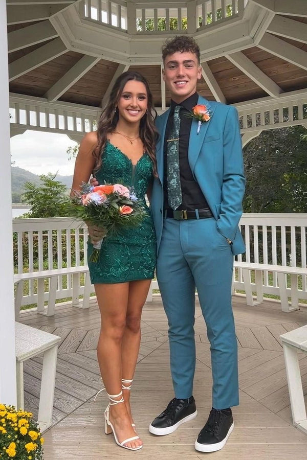 Koscy Dark Green Bodycon Lace Short Homecoming Dresses