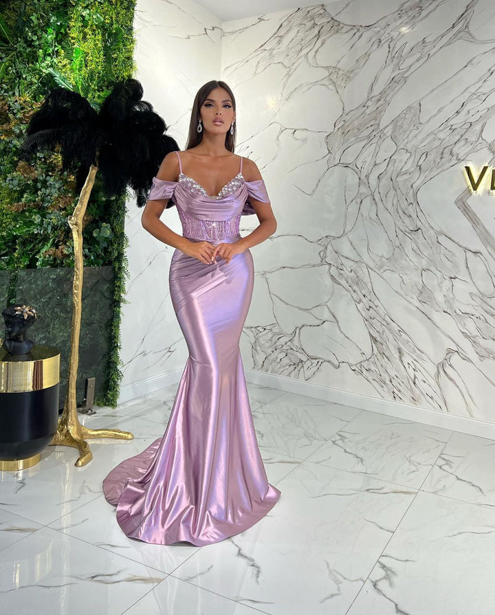 Online Spaghetti-Straps Mermaid Sweetheart Evening Dress Embellished with Sequins