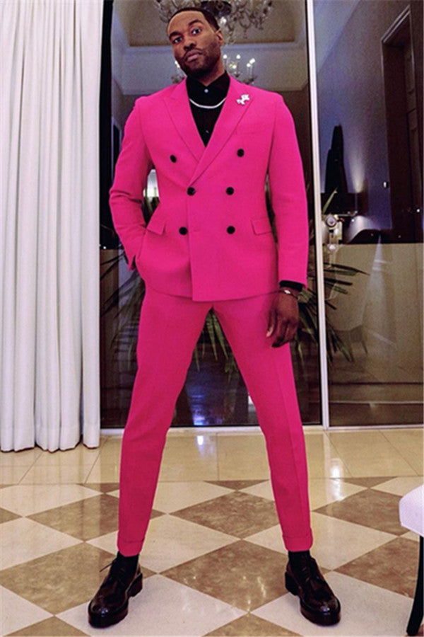Koscy Fuchsia Peaked Lapel Ring Bearer Outfit - Double Breasted, Online