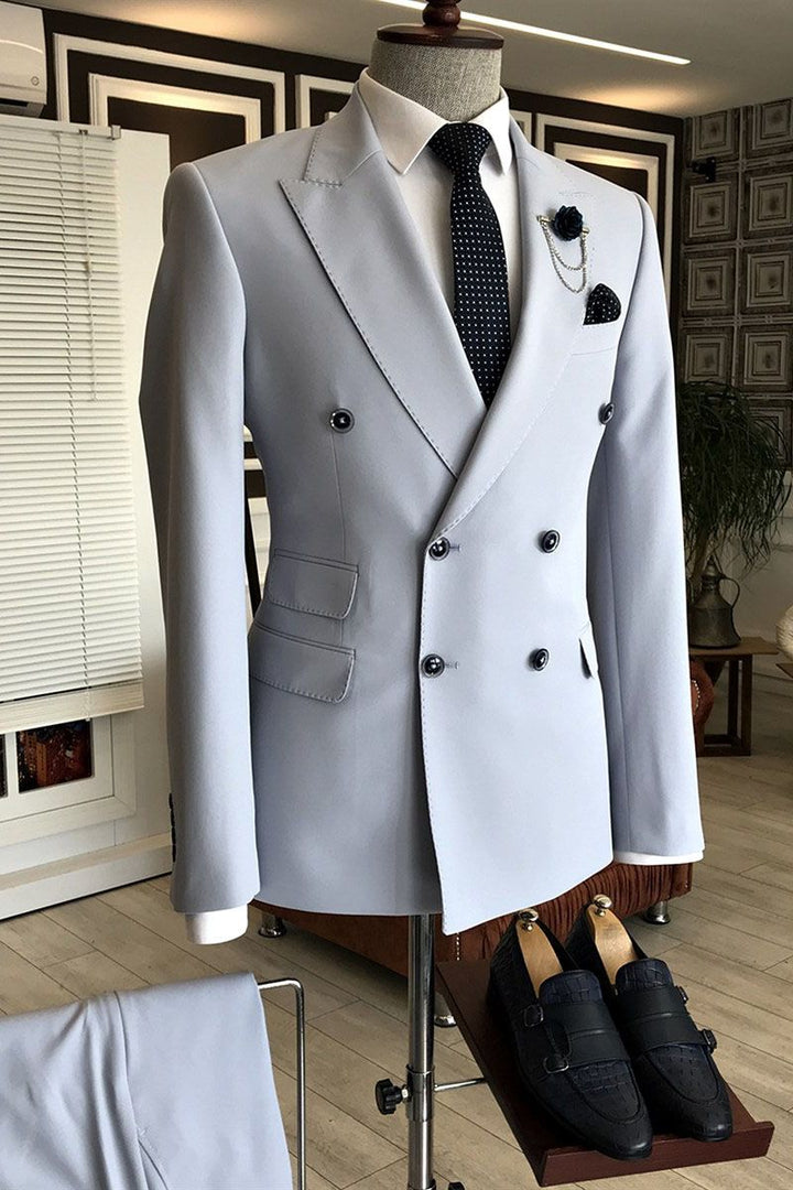 Koscy New Arrival Double-Breasted Peaked Lapel Wedding Suit for Men