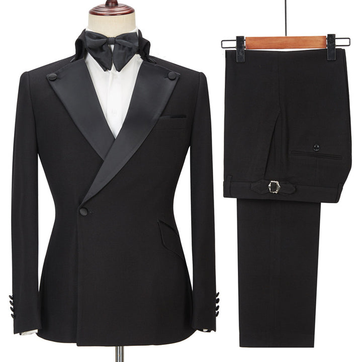 Koscy Elegant Black Ring Bearer Suit with Peaked Lapel