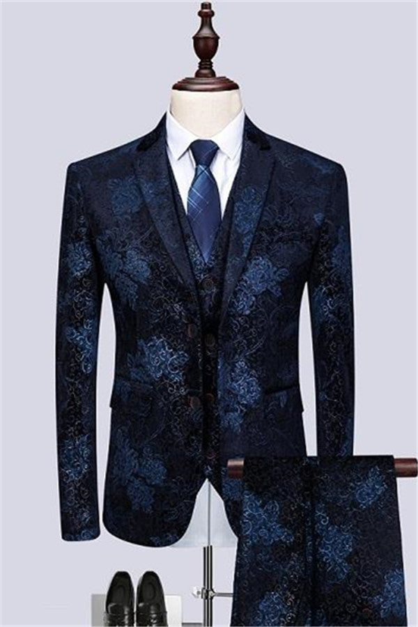 Koscy Navy Blue Tuxedo for Groom’s Classic Morning Wedding