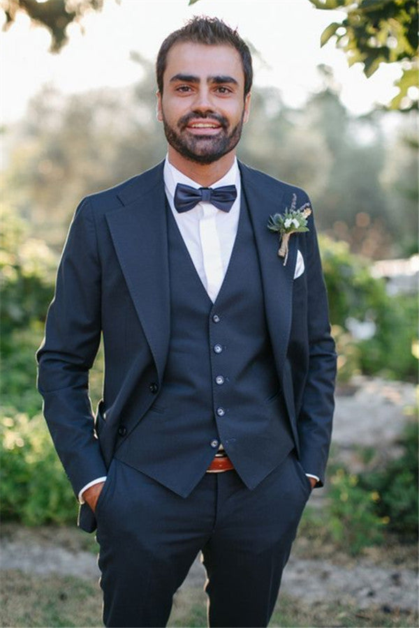 Koscy Navy Blue Tuxedo Formal Groom Suit Ideas Slim Fit Online