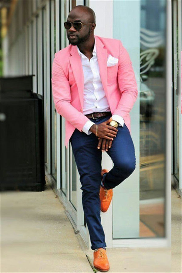 Koscy Shining Candy Pink Two-Piece Prom Suit for Groom and Groomsmen