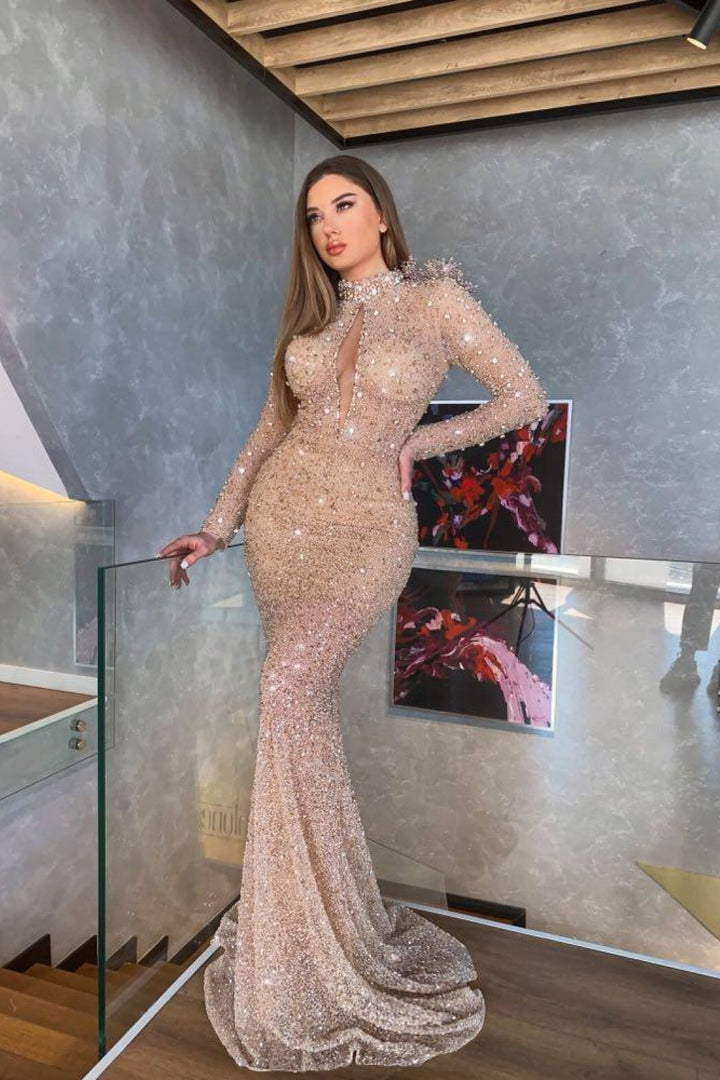 Sequin Mermaid Prom Dress with Long Sleeves