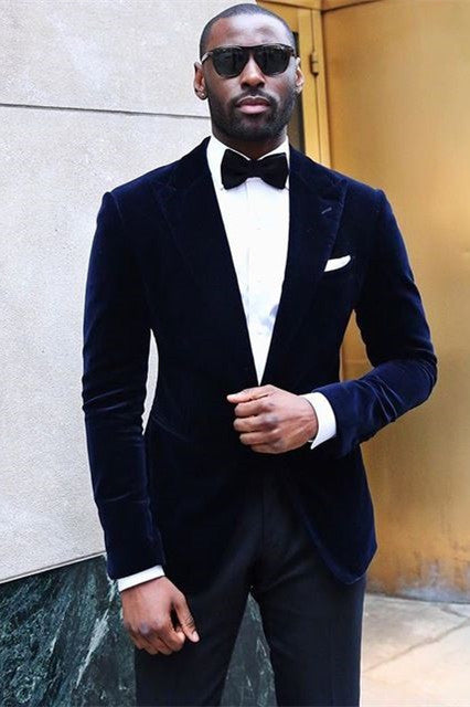 Koscy Popular Velvet Prom Suit with Peaked Lapel