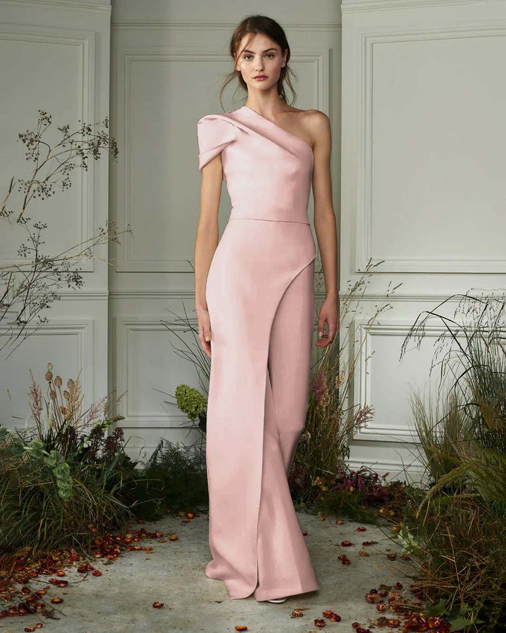 Koscy Chic White One-Shoulder Irregular Long Party Jump Suit
