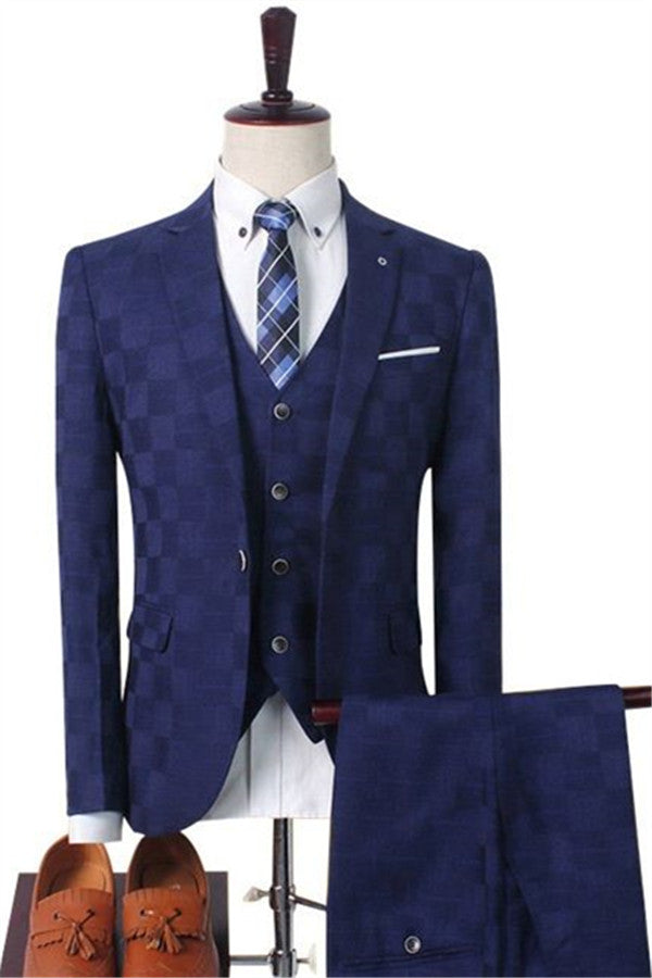 Koscy Dark Red Marriage Suit - Three-Piece Prom Tuxedo for Men