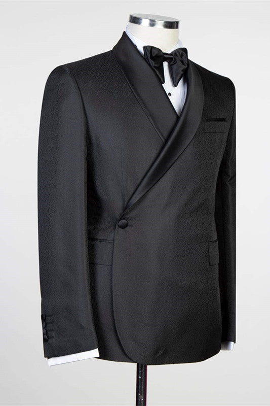 Koscy Glamorous Black Wedding Suit with Shawl Lapel for Groom