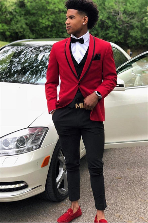 Koscy Stylish Red One-Button Prom Attire for Men 2024 Online Sale