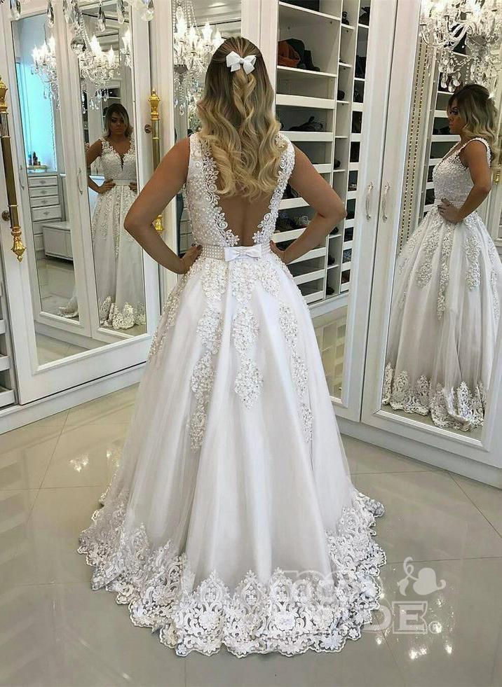 Bmbride Ivory Lace and Appliques Wedding Dresses