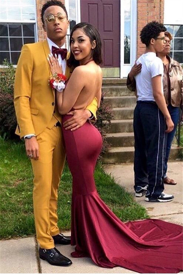 Koscy Three-Piece Yellow Custom Wedding Suit with One Button and Shawl Lapel