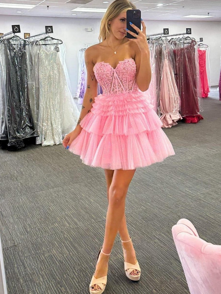 Koscy A-Line Sweetheart Lace Short Homecoming Dress