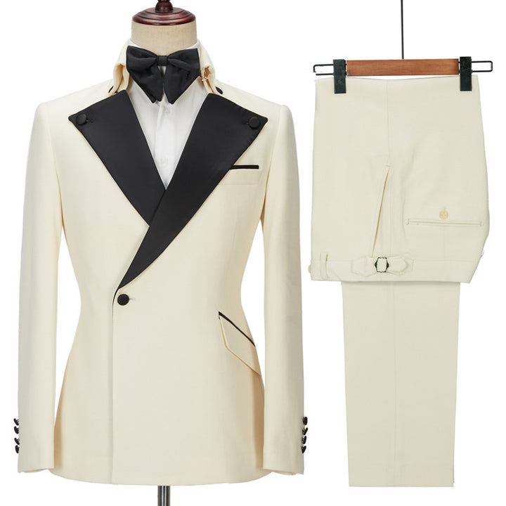 Koscy Handsome White Men’s Wearhouse One-Button Wedding Suit