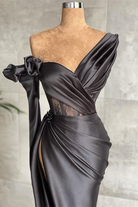 Long Sleeved Black Mermaid Prom Dress