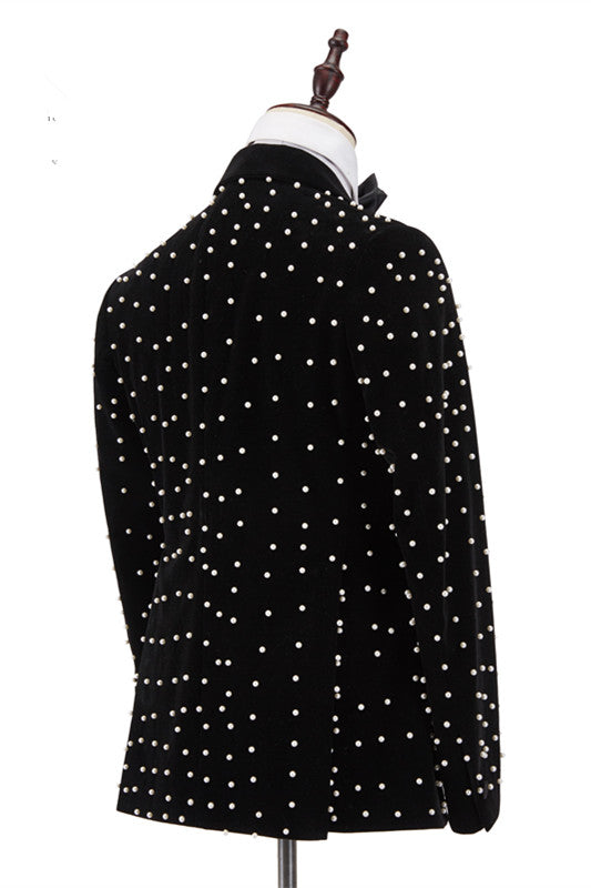 Koscy Gorgeous Casual Black Prom Outfit with Peaked Lapel for Men