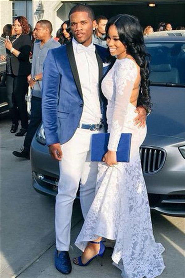 Koscy Formal Bespoke Velvet Blue Wedding Suit with One Button for Groom and Groomsmen
