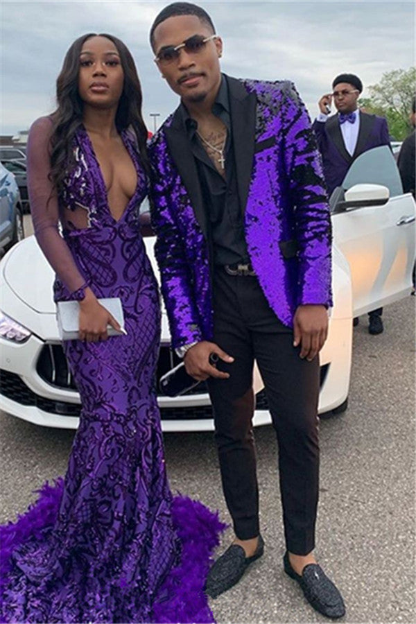 Koscy Purple Marriage Suit - Sequins, 2 Pieces for Men