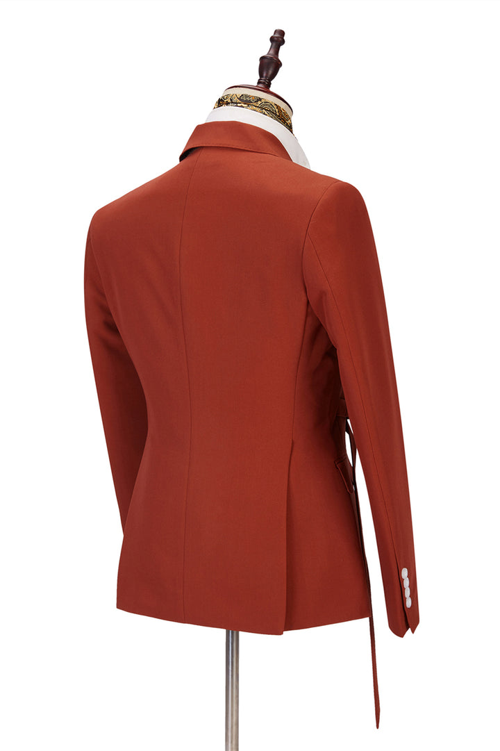 Koscy New Arrival Orange Blazer for Groom with Peaked Lapel