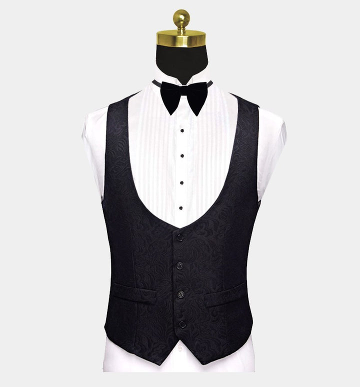 Koscy Business Black Three-Piece Jacquard Wedding Suit for Men