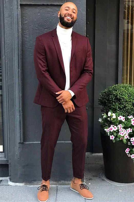 Koscy Handsome Burgundy Prom Suit for Men
