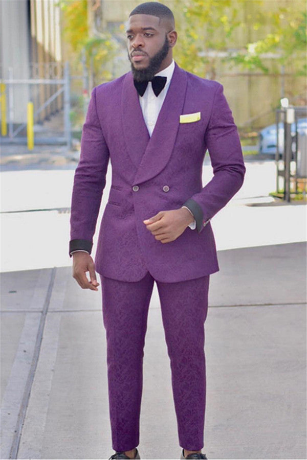 Koscy Gentle Purple Jacquard Prince Suit for Prom