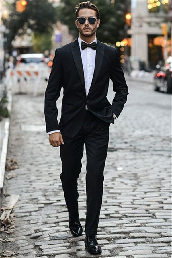 Koscy Casual Black Dinner Suit - New Arrivals All Black Tuxedo for Wedding Reception