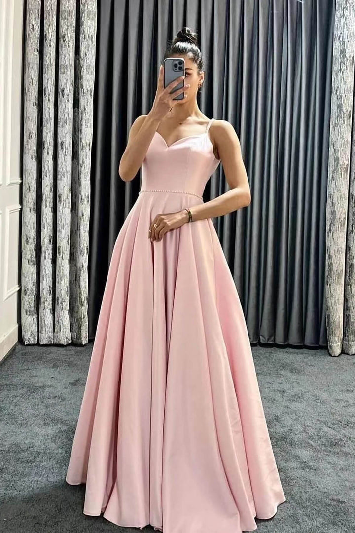 On Sale Spaghetti-Straps Sleeveless Long Evening Dress V-Neck With Beads